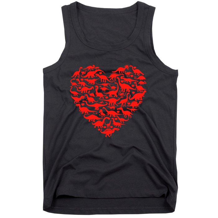 Dinosaur Love Heart T Rex Cute Valentines Day Tank Top