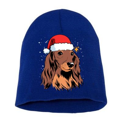 Dachshund Long Hair Santa Christmas Tree Lights Xmas Gift Cute Gift Short Acrylic Beanie