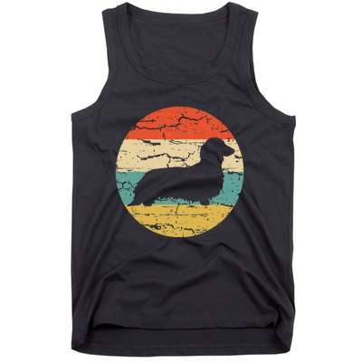 Dachshund Long Haired Dog Vintage Mom Dad Retro Tank Top