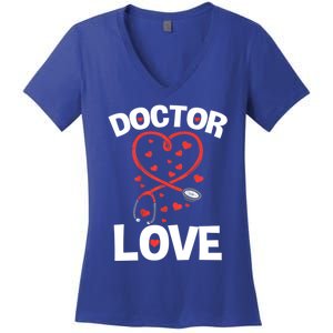 Doctor Love Heart Stethoscope Cute Nurse And Doctor Valentines Gift Women's V-Neck T-Shirt