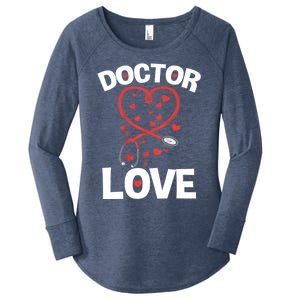 Doctor Love Heart Stethoscope Cute Nurse And Doctor Valentines Gift Women's Perfect Tri Tunic Long Sleeve Shirt