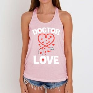 Doctor Love Heart Stethoscope Cute Nurse And Doctor Valentines Gift Women's Knotted Racerback Tank