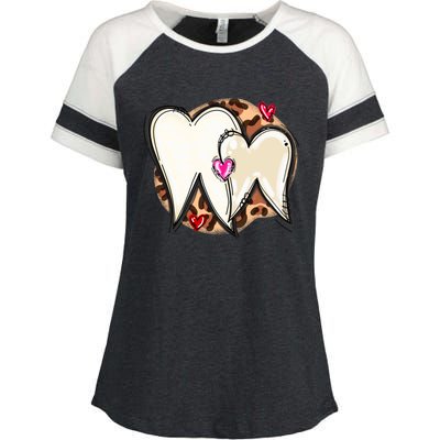 Dental Life Happy Valentine's Day Funny Tooth Hearts Dentist Cool Gift Enza Ladies Jersey Colorblock Tee