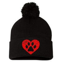 Dog Lover Heart Love Vintage Valentine's Day Pom Pom 12in Knit Beanie