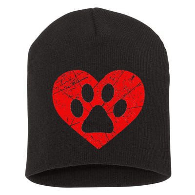 Dog Lover Heart Love Vintage Valentine's Day Short Acrylic Beanie