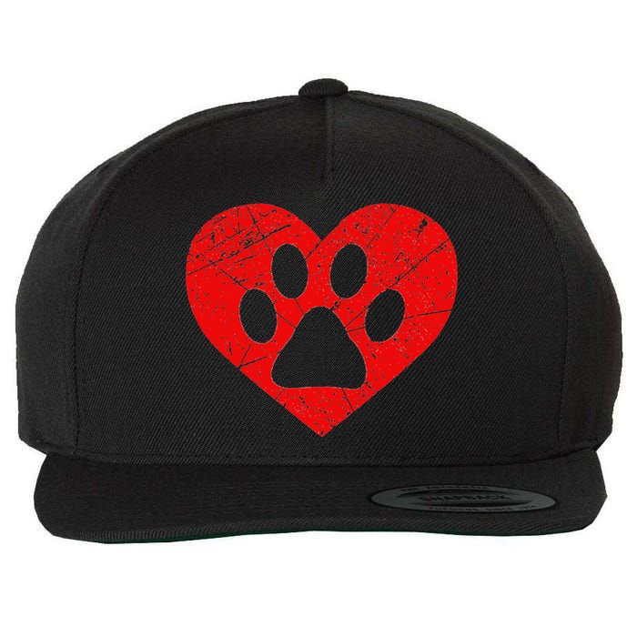 Dog Lover Heart Love Vintage Valentine's Day Wool Snapback Cap