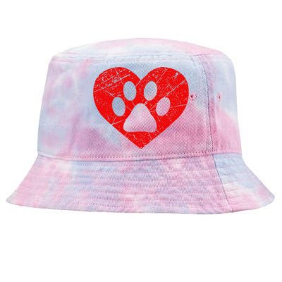 Dog Lover Heart Love Vintage Valentine's Day Tie-Dyed Bucket Hat