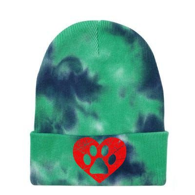 Dog Lover Heart Love Vintage Valentine's Day Tie Dye 12in Knit Beanie