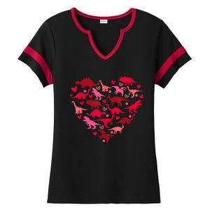 Dinosaur Love Heart T Rex Cute Valentines Day Ladies Halftime Notch Neck Tee