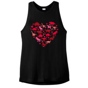 Dinosaur Love Heart T Rex Cute Valentines Day Ladies PosiCharge Tri-Blend Wicking Tank