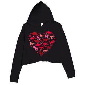 Dinosaur Love Heart T Rex Cute Valentines Day Crop Fleece Hoodie