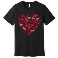 Dinosaur Love Heart T Rex Cute Valentines Day Premium T-Shirt