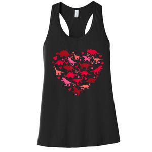 Dinosaur Love Heart T Rex Cute Valentines Day Women's Racerback Tank