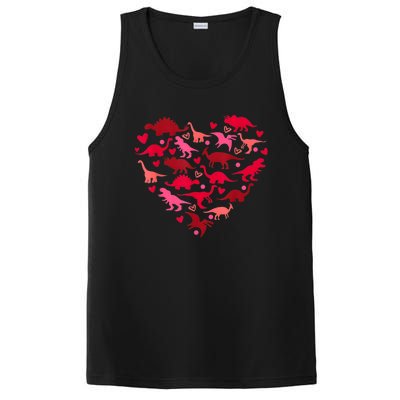 Dinosaur Love Heart T Rex Cute Valentines Day PosiCharge Competitor Tank