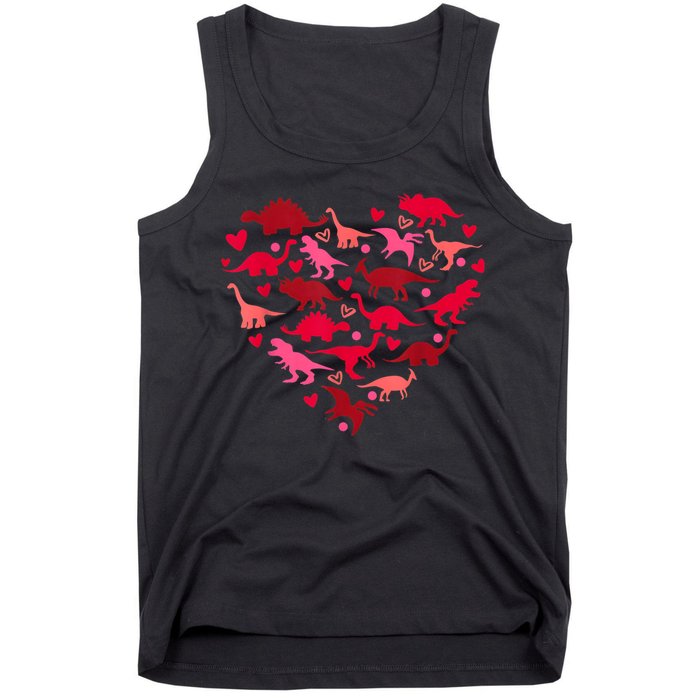 Dinosaur Love Heart T Rex Cute Valentines Day Tank Top