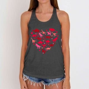 Dinosaur Love Heart T Rex Cute Valentines Day Women's Knotted Racerback Tank