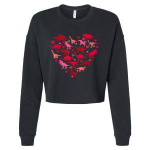 Dinosaur Love Heart T Rex Cute Valentines Day Cropped Pullover Crew