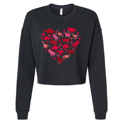 Dinosaur Love Heart T Rex Cute Valentines Day Cropped Pullover Crew