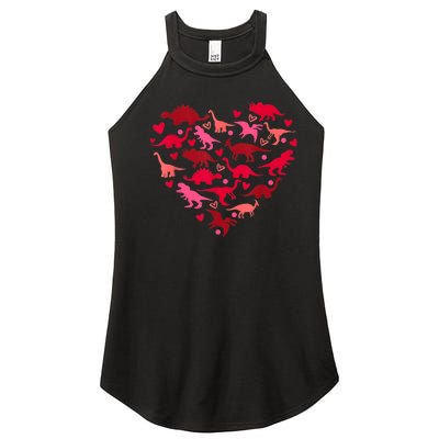 Dinosaur Love Heart T Rex Cute Valentines Day Women's Perfect Tri Rocker Tank