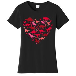 Dinosaur Love Heart T Rex Cute Valentines Day Women's T-Shirt