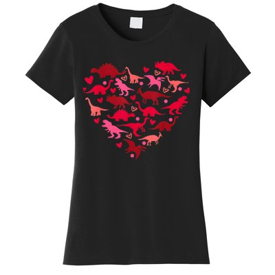 Dinosaur Love Heart T Rex Cute Valentines Day Women's T-Shirt