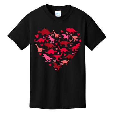 Dinosaur Love Heart T Rex Cute Valentines Day Kids T-Shirt