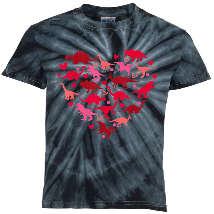 Dinosaur Love Heart T Rex Cute Valentines Day Kids Tie-Dye T-Shirt