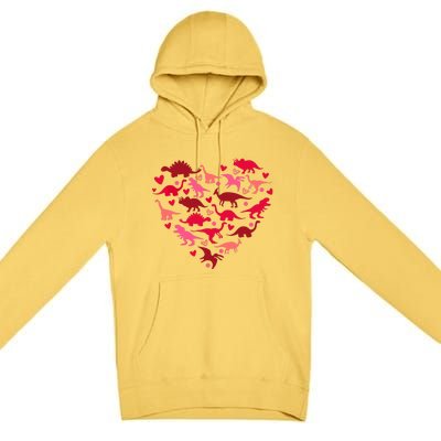 Dinosaur Love Heart T Rex Cute Valentines Day Boy Toddlers Premium Pullover Hoodie