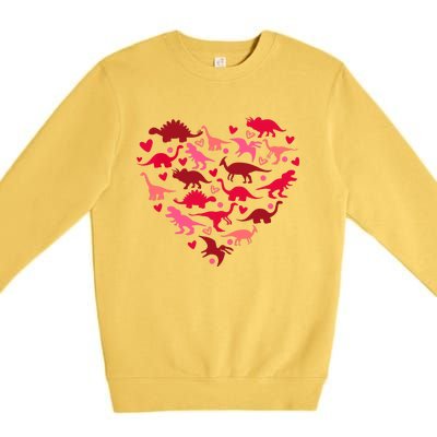 Dinosaur Love Heart T Rex Cute Valentines Day Boy Toddlers Premium Crewneck Sweatshirt