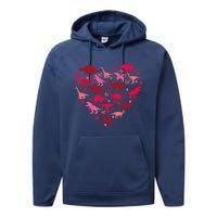 Dinosaur Love Heart T Rex Cute Valentines Day Boy Toddlers Performance Fleece Hoodie