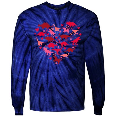 Dinosaur Love Heart T Rex Cute Valentines Day Boy Toddlers Tie-Dye Long Sleeve Shirt