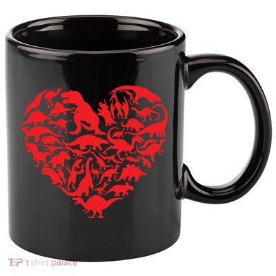 Dinosaur Love Heart Cute Valentines Day Toddlers 11oz C Handle Ceramic Mug