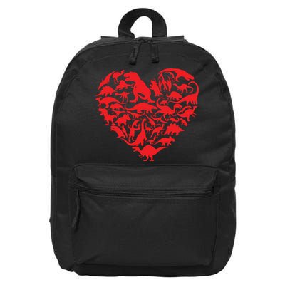 Dinosaur Love Heart Cute Valentines Day Toddlers 16 in Basic Backpack