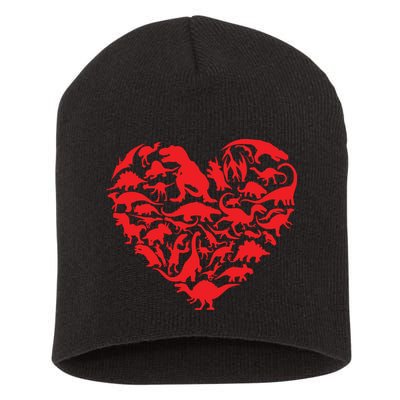 Dinosaur Love Heart Cute Valentines Day Toddlers Short Acrylic Beanie