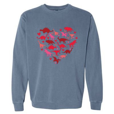 Dinosaur Love Heart T Rex Cute Valentines Day Toddlers Garment-Dyed Sweatshirt