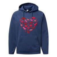 Dinosaur Love Heart T Rex Cute Valentines Day Toddlers Performance Fleece Hoodie