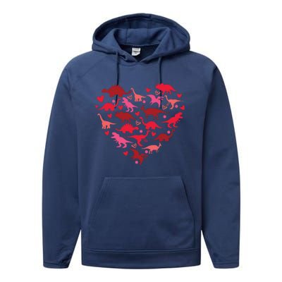 Dinosaur Love Heart T Rex Cute Valentines Day Toddlers Performance Fleece Hoodie