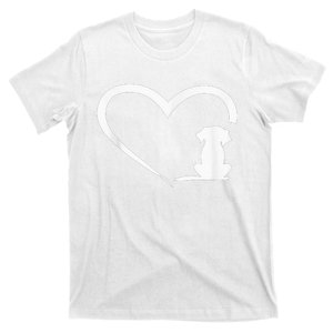 Dog Loves Heart dog paw Heart Dogs T-Shirt