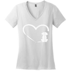 Dog Loves Heart dog paw Heart Dogs Women's V-Neck T-Shirt