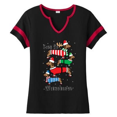 Dachshund Life Is Wienderful Christmas Ladies Halftime Notch Neck Tee