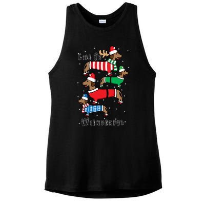 Dachshund Life Is Wienderful Christmas Ladies PosiCharge Tri-Blend Wicking Tank