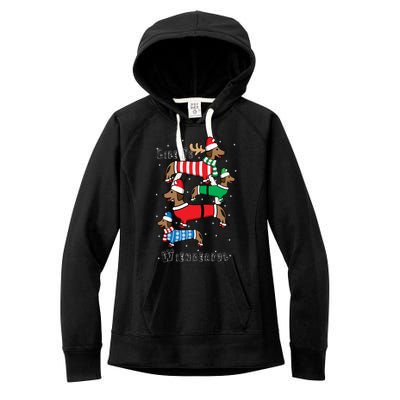 Dachshund Life Is Wienderful Christmas Women's Fleece Hoodie