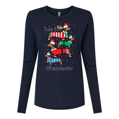 Dachshund Life Is Wienderful Christmas Womens Cotton Relaxed Long Sleeve T-Shirt