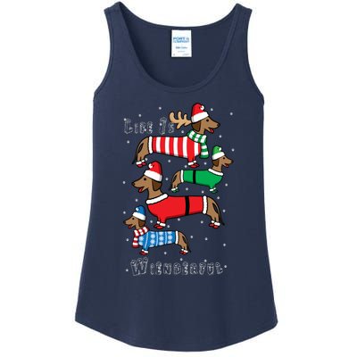 Dachshund Life Is Wienderful Christmas Ladies Essential Tank