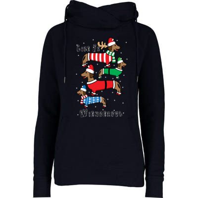 Dachshund Life Is Wienderful Christmas Womens Funnel Neck Pullover Hood