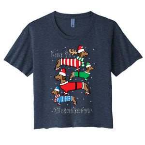 Dachshund Life Is Wienderful Christmas Women's Crop Top Tee