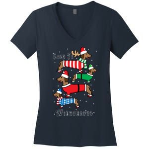 Dachshund Life Is Wienderful Christmas Women's V-Neck T-Shirt