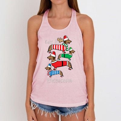 Dachshund Life Is Wienderful Christmas Women's Knotted Racerback Tank