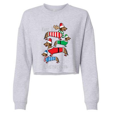 Dachshund Life Is Wienderful Christmas Cropped Pullover Crew