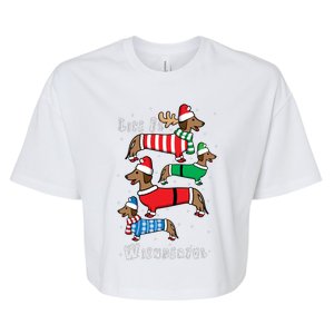 Dachshund Life Is Wienderful Christmas Bella+Canvas Jersey Crop Tee